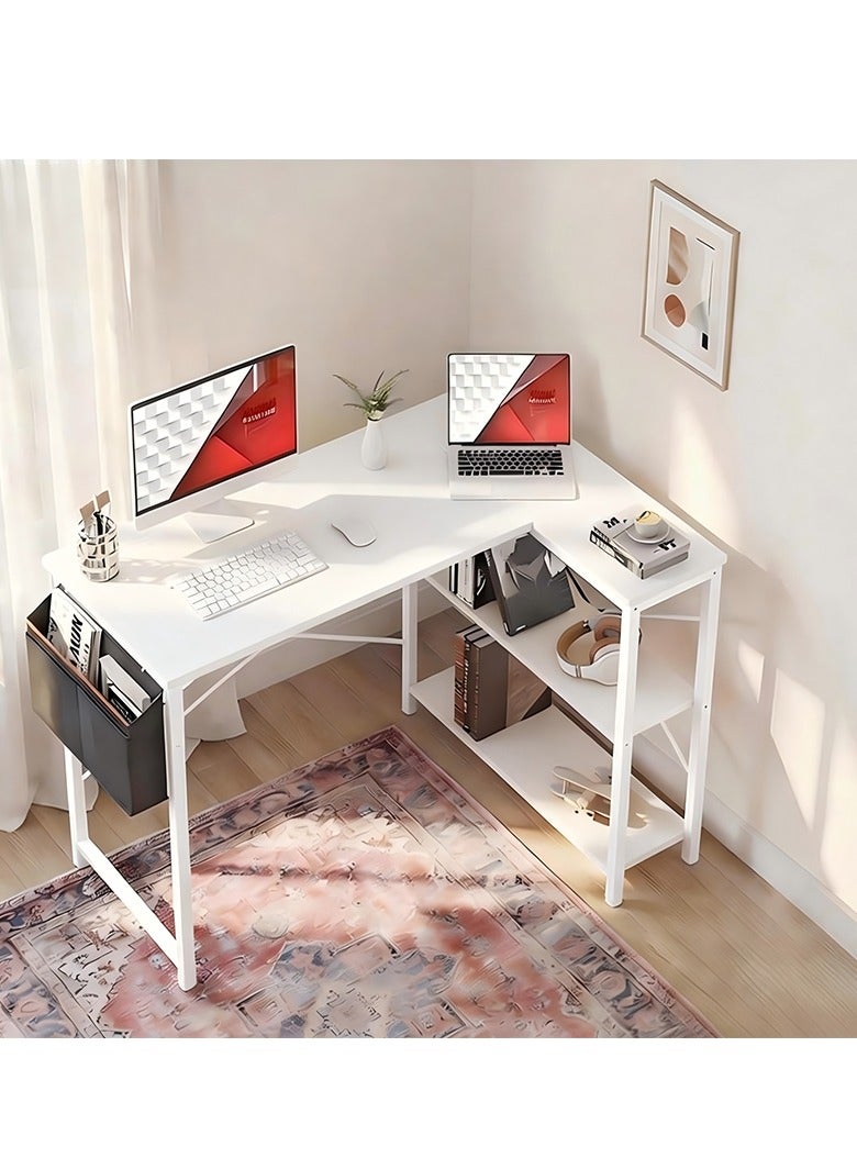 ZUIHAO Small L Shaped Computer Desk with Reversible Storage Shelves for Home Office Workstation Modern Simple Style Writing Desk - Image 1
